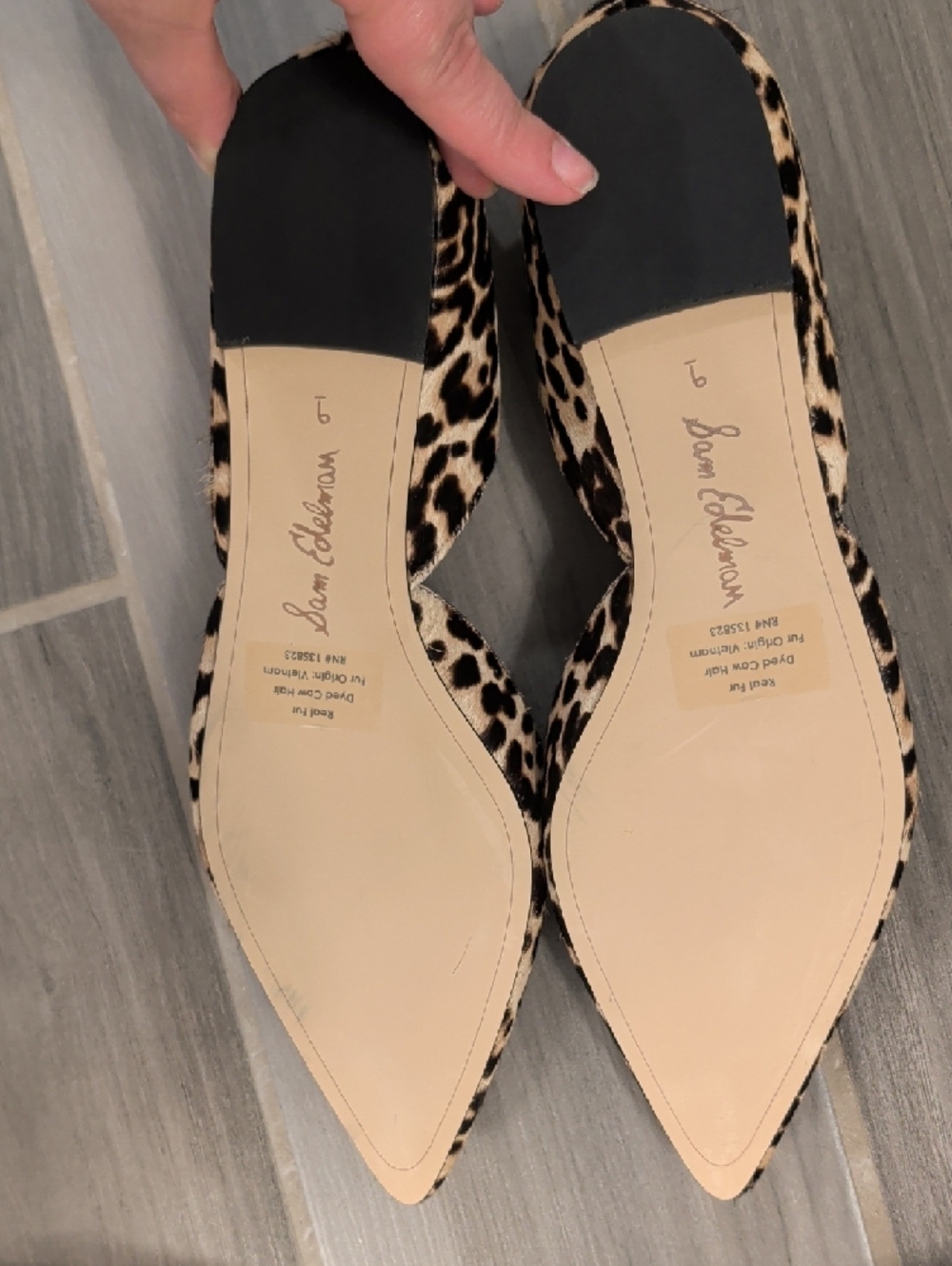Sam Edelman Leopard Print D'Orsay Pointed Flats - Beige, Black - Picture 5 of 5